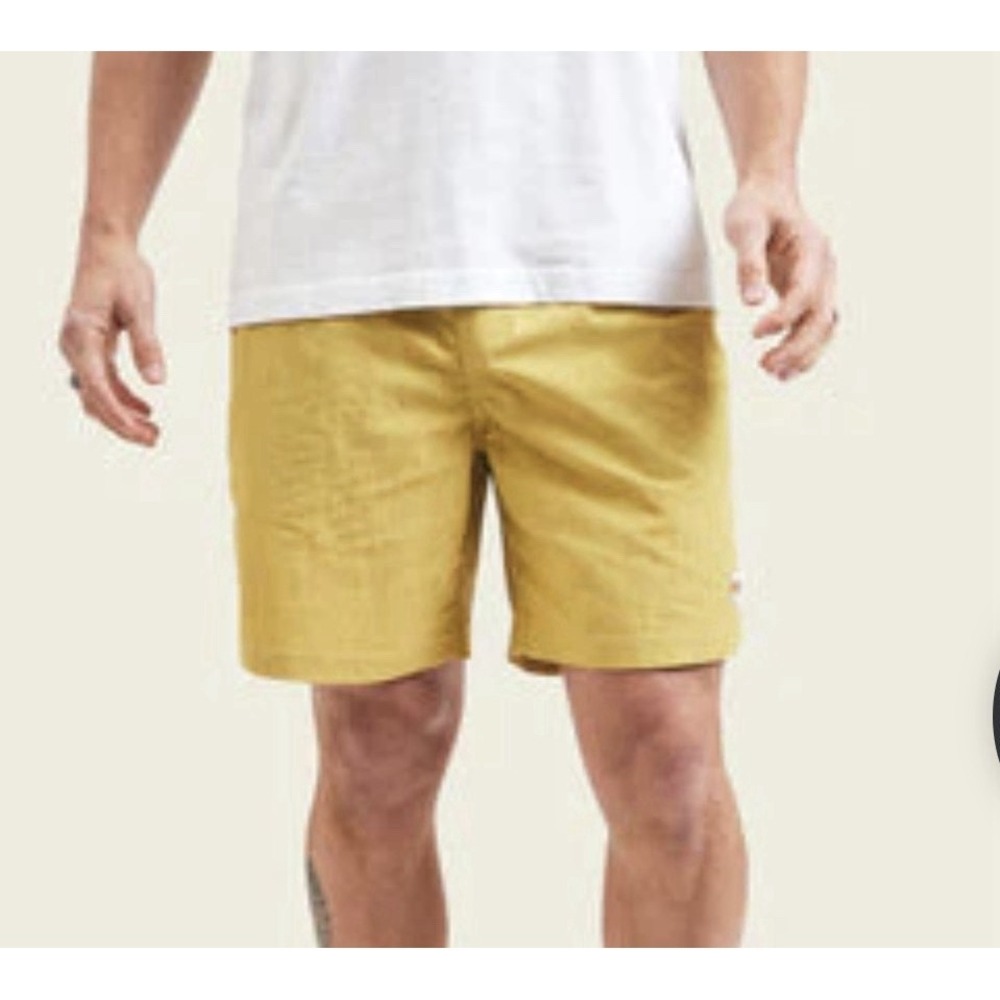 Howler Brothers Salado Shorts Mens Mustard Yellow Nylon Quick Dry Large